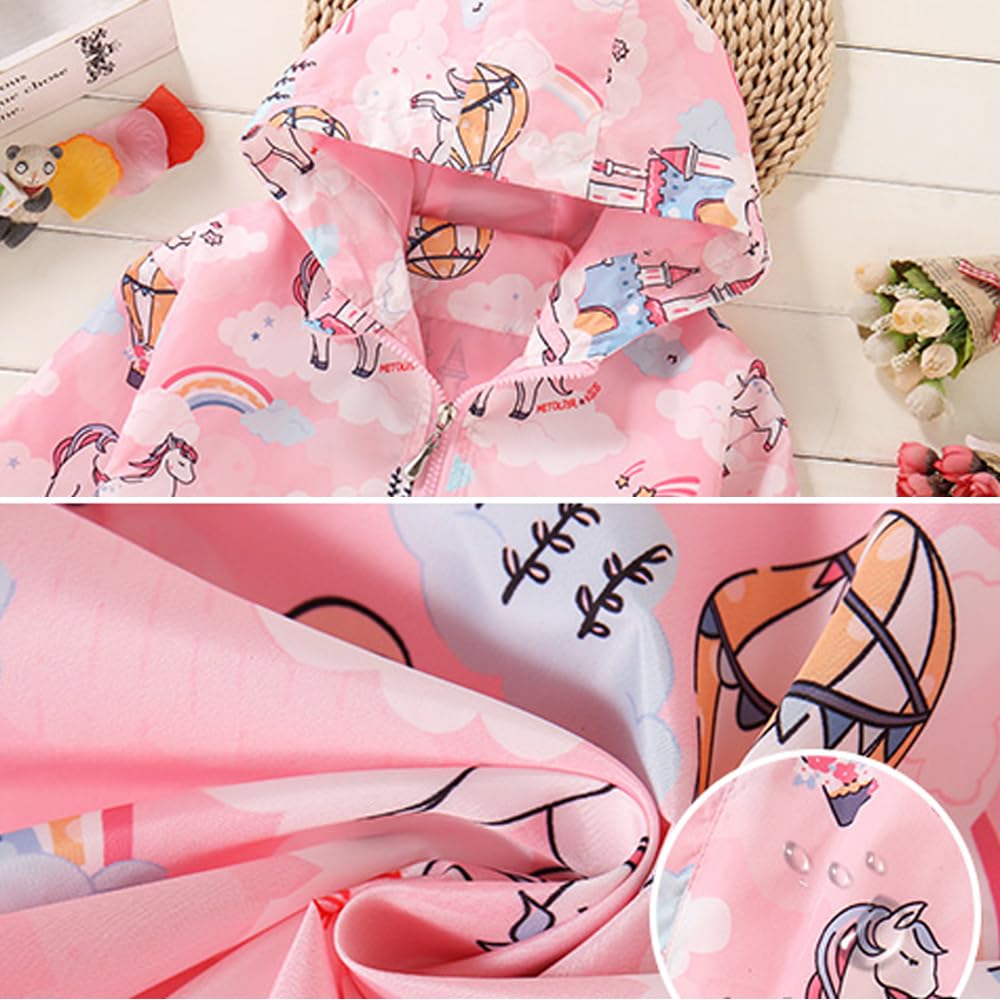 Girls Cartoon Unicorn Jackets Spring Zip Kids Hooded Flamingo Windbreaker for Toddler Pink Light Outwear - Image 4