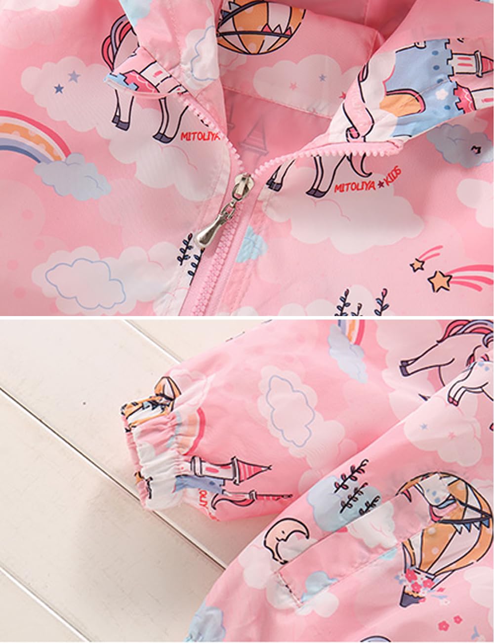 Girls Cartoon Unicorn Jackets Spring Zip Kids Hooded Flamingo Windbreaker for Toddler Pink Light Outwear - Image 5