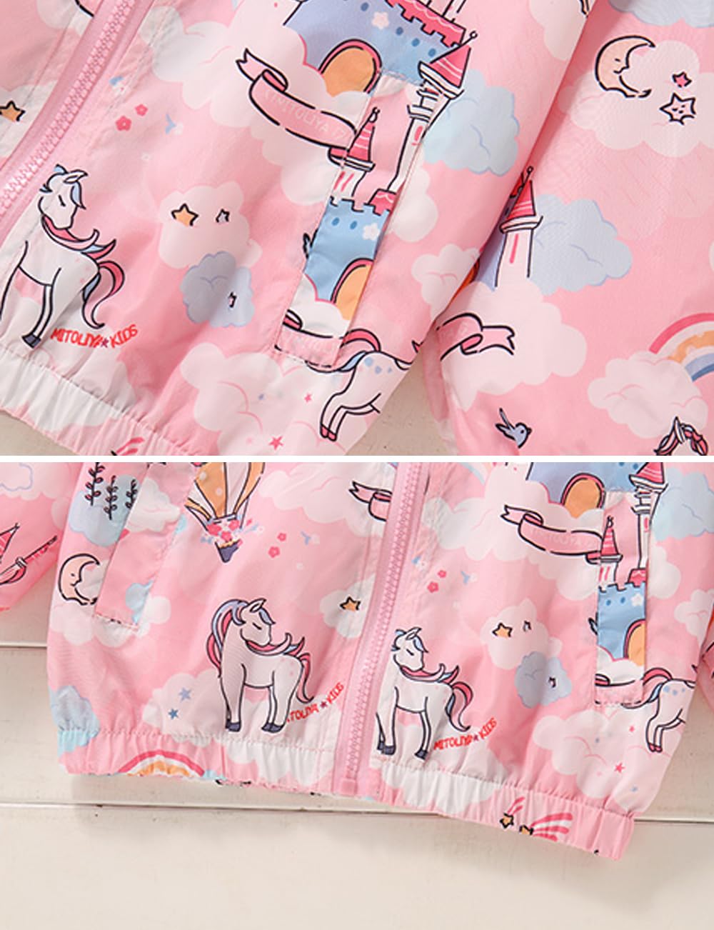 Girls Cartoon Unicorn Jackets Spring Zip Kids Hooded Flamingo Windbreaker for Toddler Pink Light Outwear - Image 6