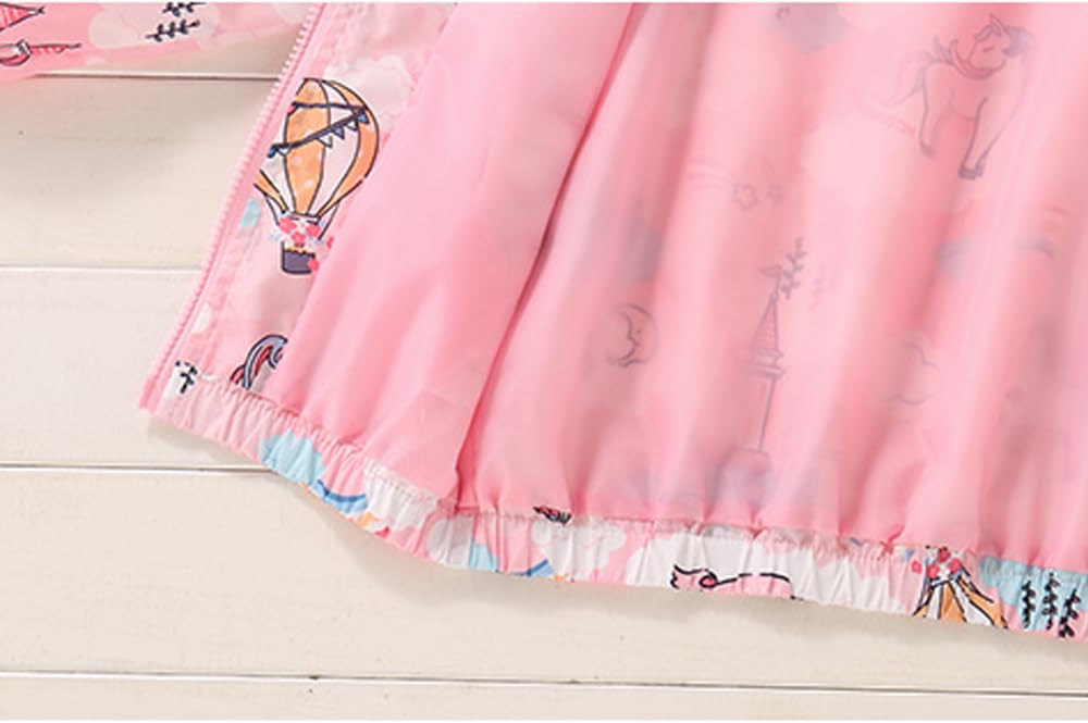 Girls Cartoon Unicorn Jackets Spring Zip Kids Hooded Flamingo Windbreaker for Toddler Pink Light Outwear - Image 7