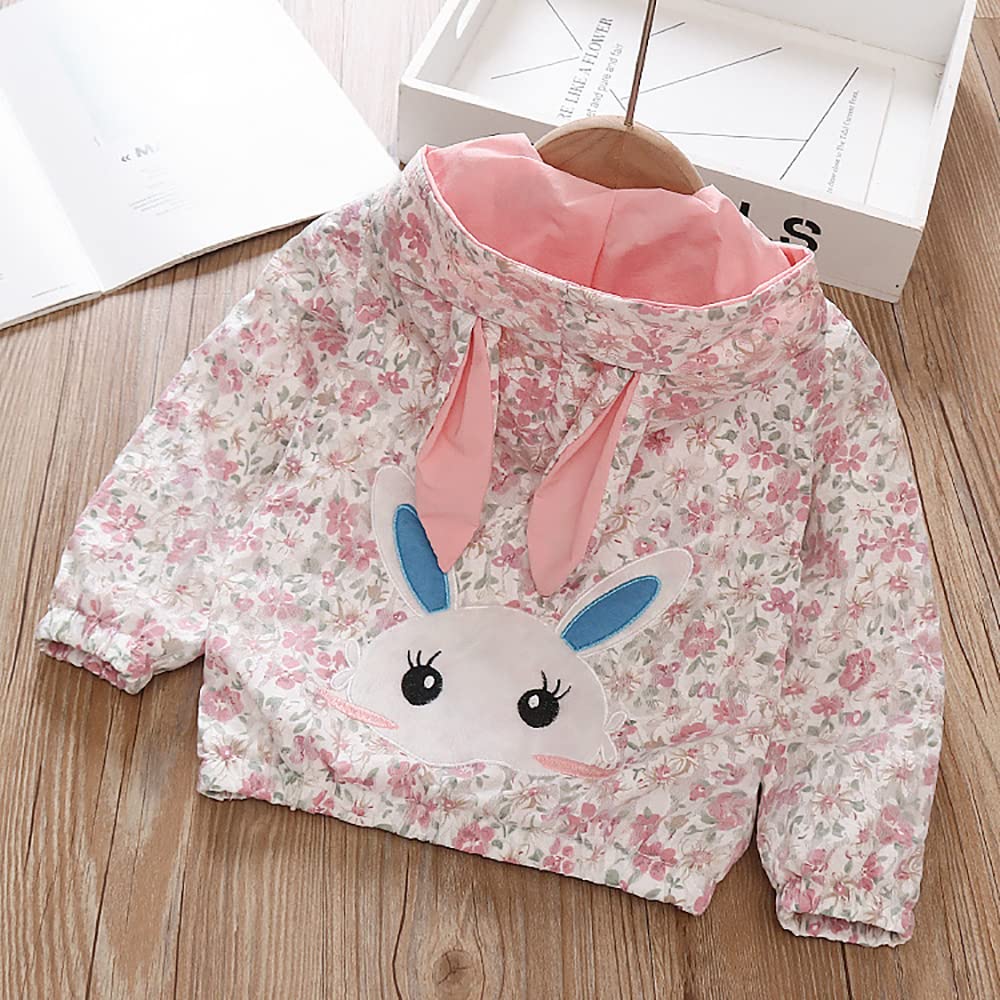 Girls Cartoon Unicorn Jackets Spring Zip Kids Hooded Flamingo Windbreaker for Toddler Pink Light Outwear - Image 3