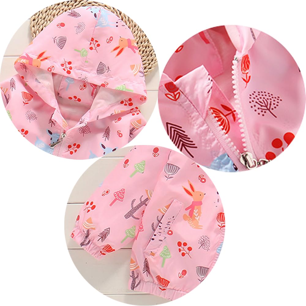 Girls Cartoon Unicorn Jackets Spring Zip Kids Hooded Flamingo Windbreaker for Toddler Pink Light Outwear - Image 5