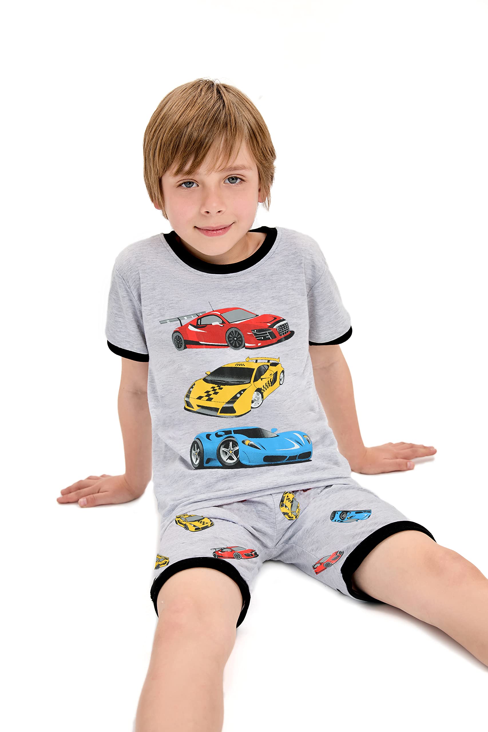 Little Hand Boy Pajamas Set Short Pjs Toddler Monster Truck Sleepwear Cotton Excavator Jammies Summer Clothes 2-7 Years - Image 4