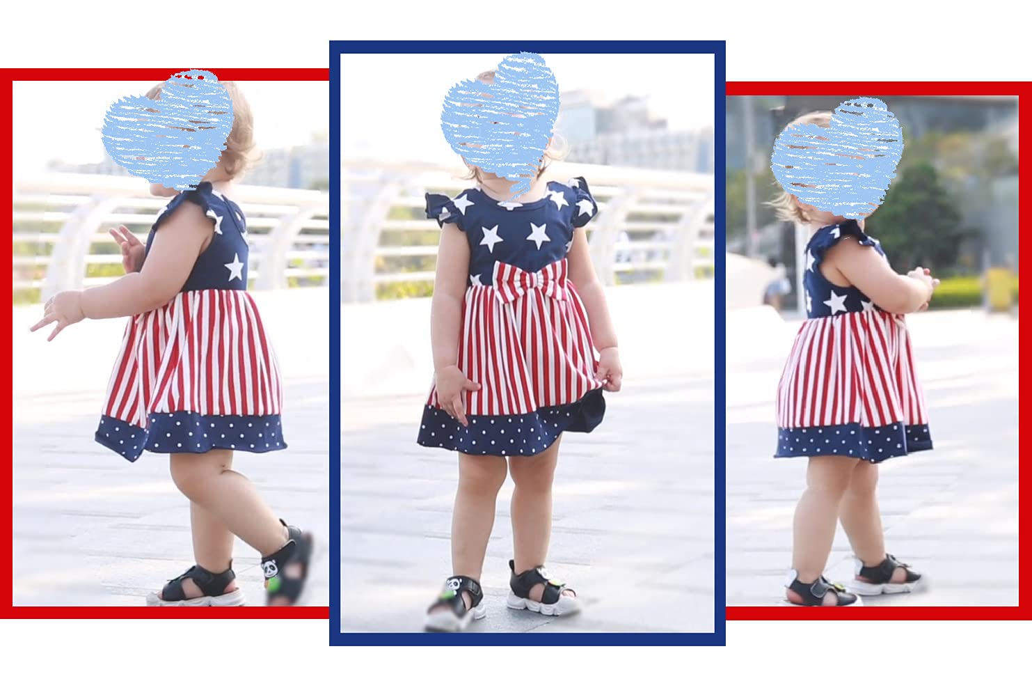 Little Hand Girls 4th of July Dress American Flag Skirt Kids Patriotic Clothes Stripe Sleeveless Tank Dresses 2-8 Years - Image 7