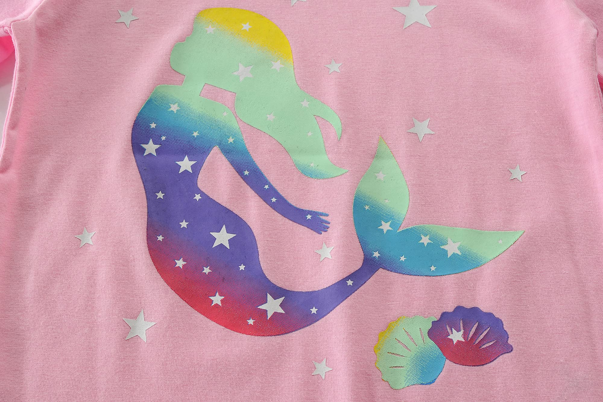 Little Hand Toddler Girls Pajamas Mermaid Cotton Pjs Jammies Fall Winter Long Sleeve Sleepwear Sets for Size 2-7T - Image 5