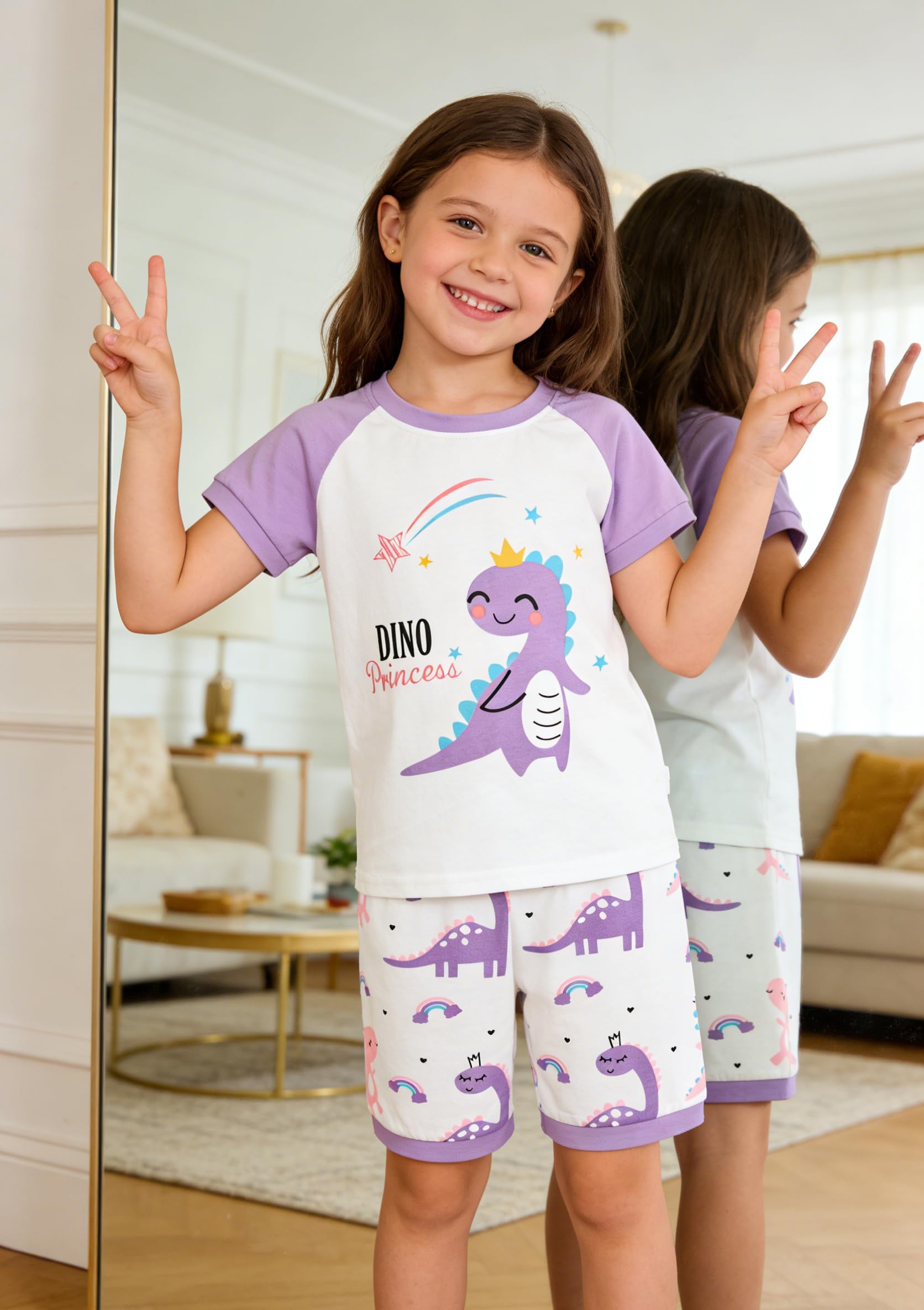 Little Hand Girls Summer Pajamas Toddler Short Sets Unicorn Sleepwear for Kids Cute Dinosaur Pjs 2 Piece Clothes 2-7 Years - Image 3