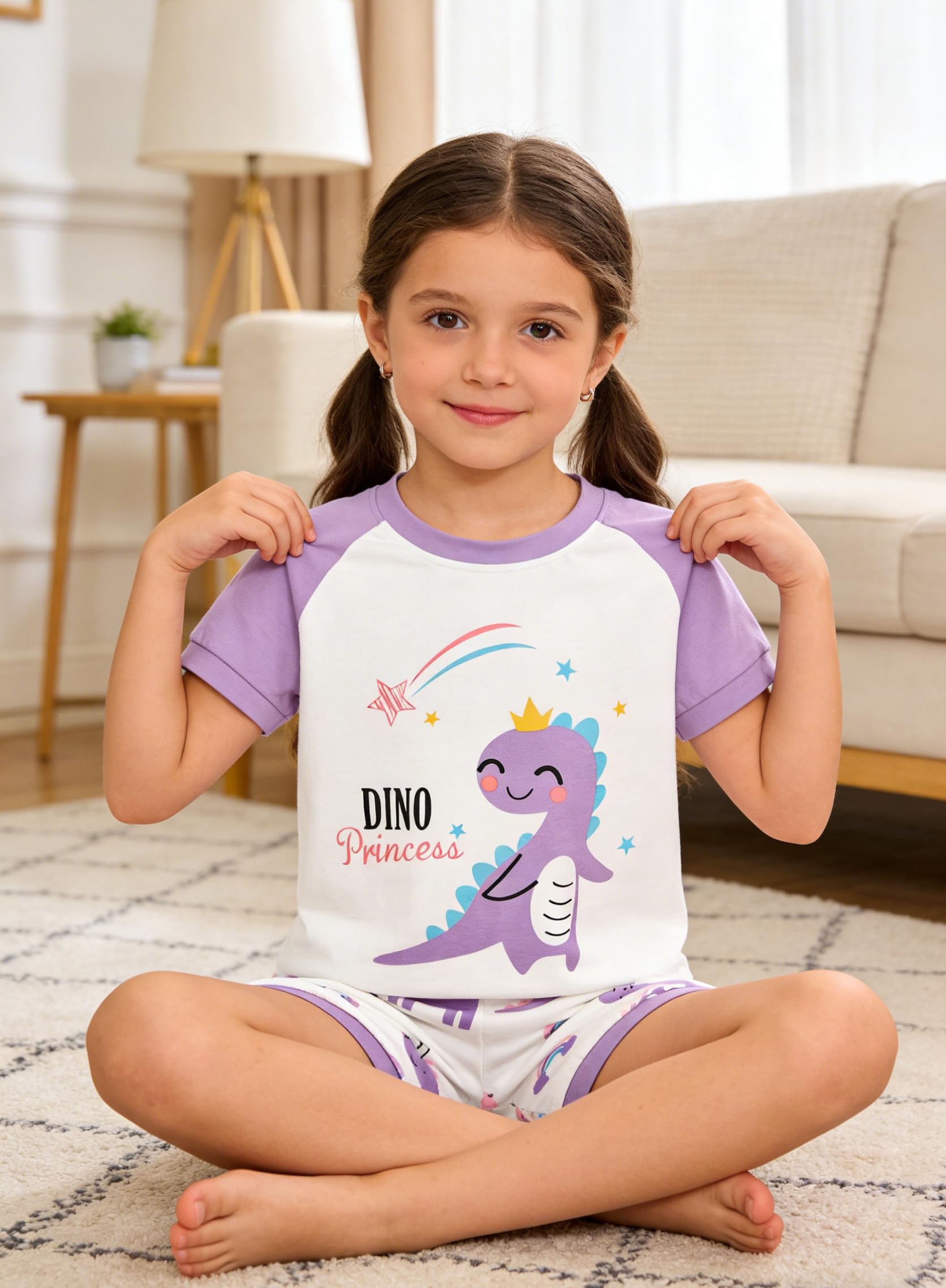 Little Hand Girls Summer Pajamas Toddler Short Sets Unicorn Sleepwear for Kids Cute Dinosaur Pjs 2 Piece Clothes 2-7 Years - Image 4