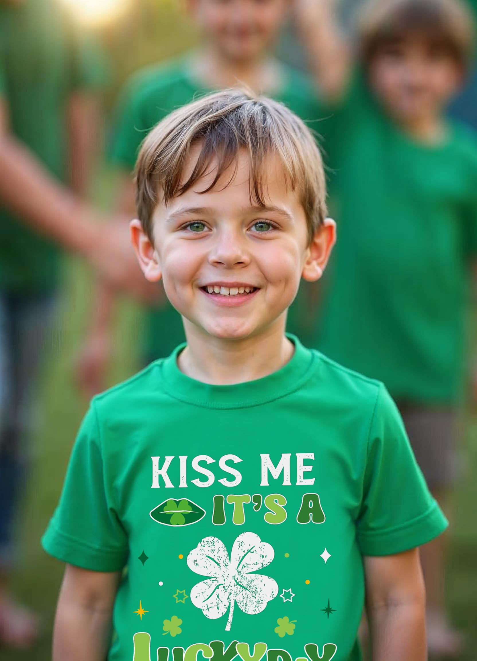 Little Hand St. Patrick's Day Shirts Clover Tees Irish Lucky Shamrock Tractor Short Sleeve Dinosaur T-Shirt for Kid 2-8 Years - Image 3