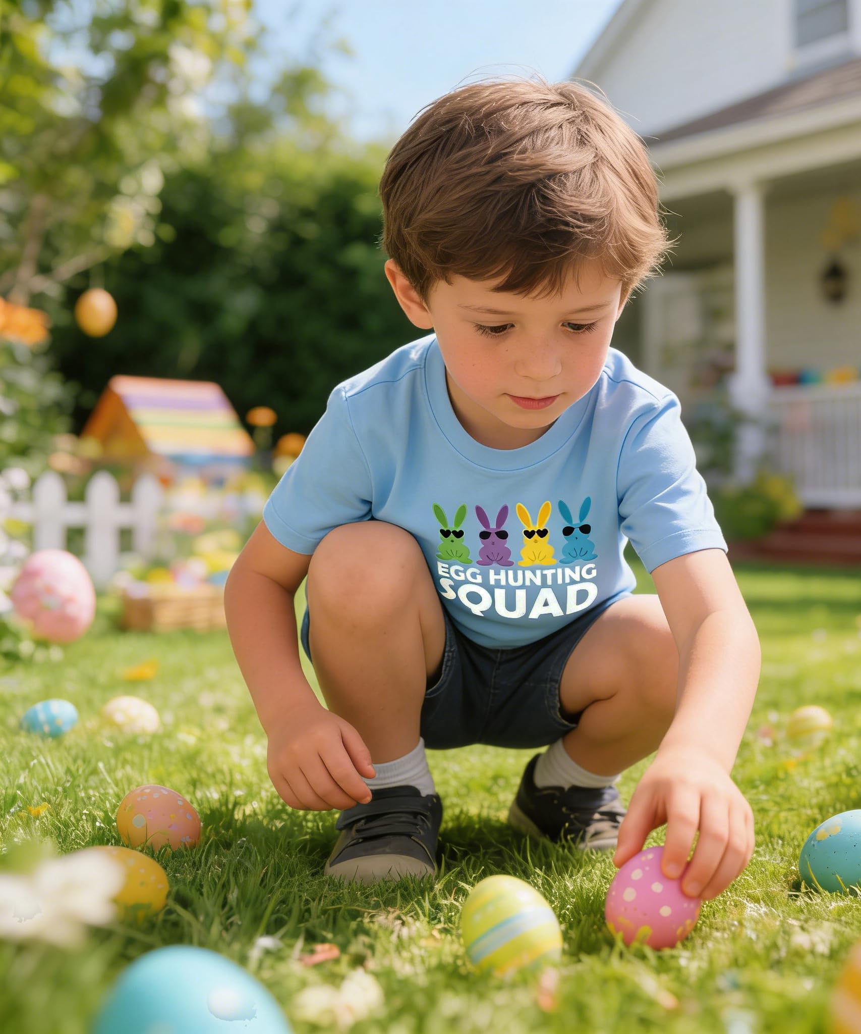 Little Hand Toddler Boys Easter Shirt Tractor Bunny Clothes Dinosaur Tees for Kids Egg Excavator T-Shirt 2-7 Years - Image 4