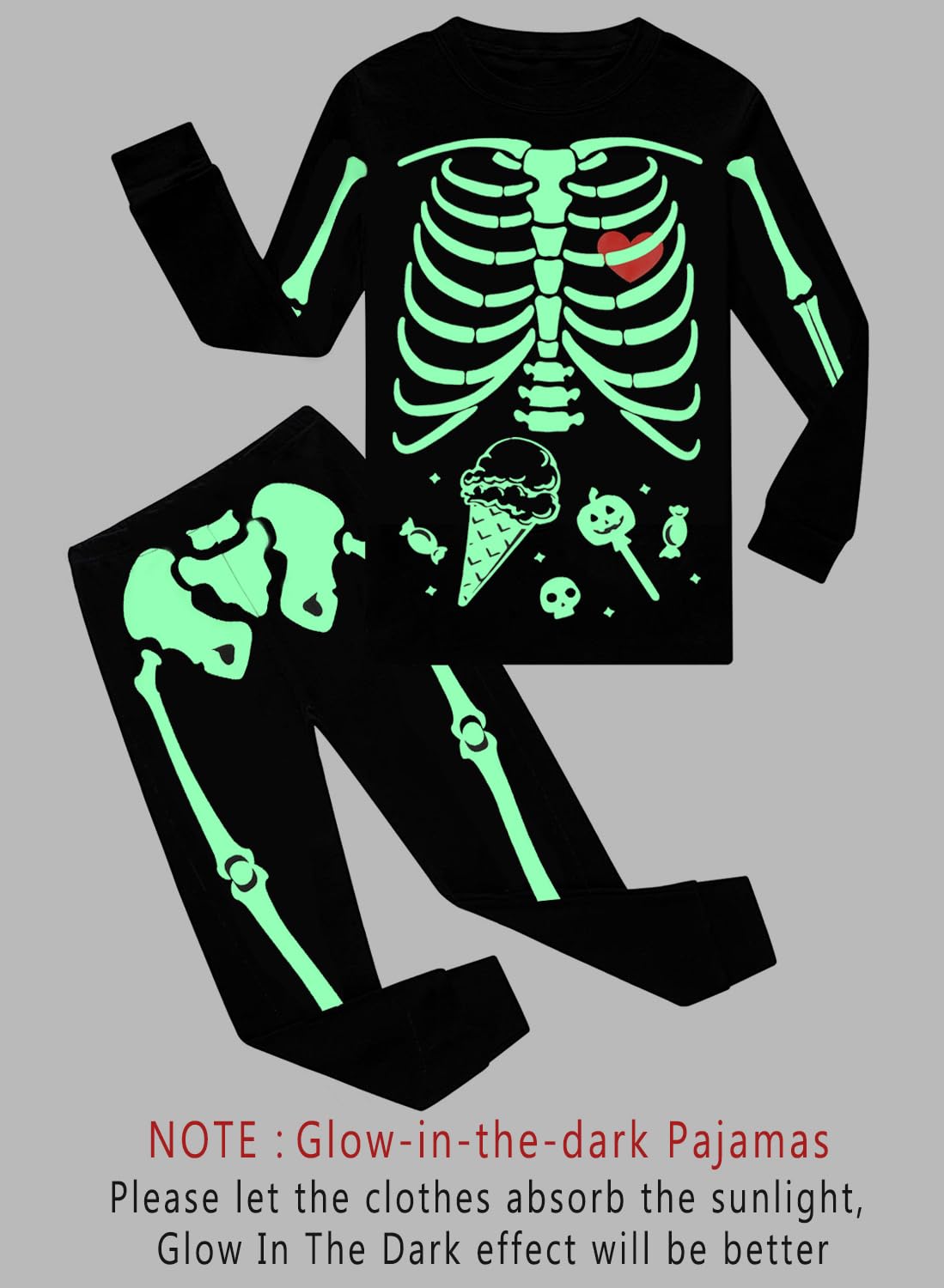 Little Hand Toddler Boys Pajamas Skeleton PJs Glow in The Dark Sleepwear Pant Sets Kids Jammies - Image 3