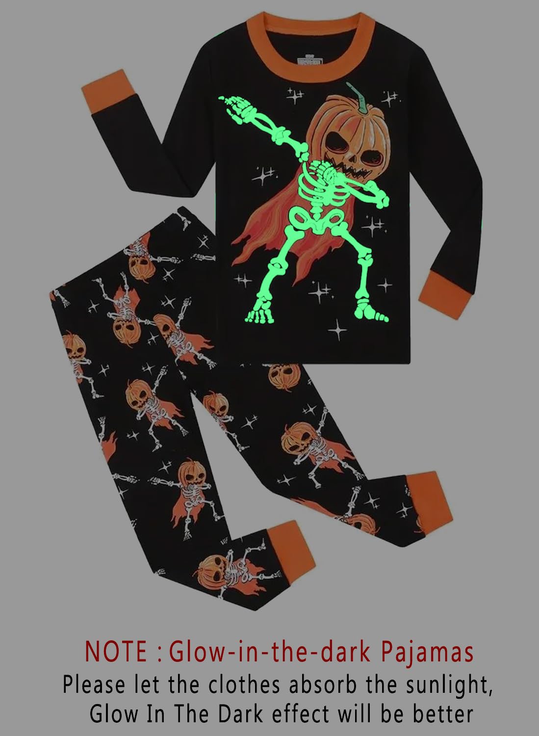 Little Hand Toddler Boys Pajamas Skeleton PJs Glow in The Dark Sleepwear Pant Sets Kids Jammies - Image 3