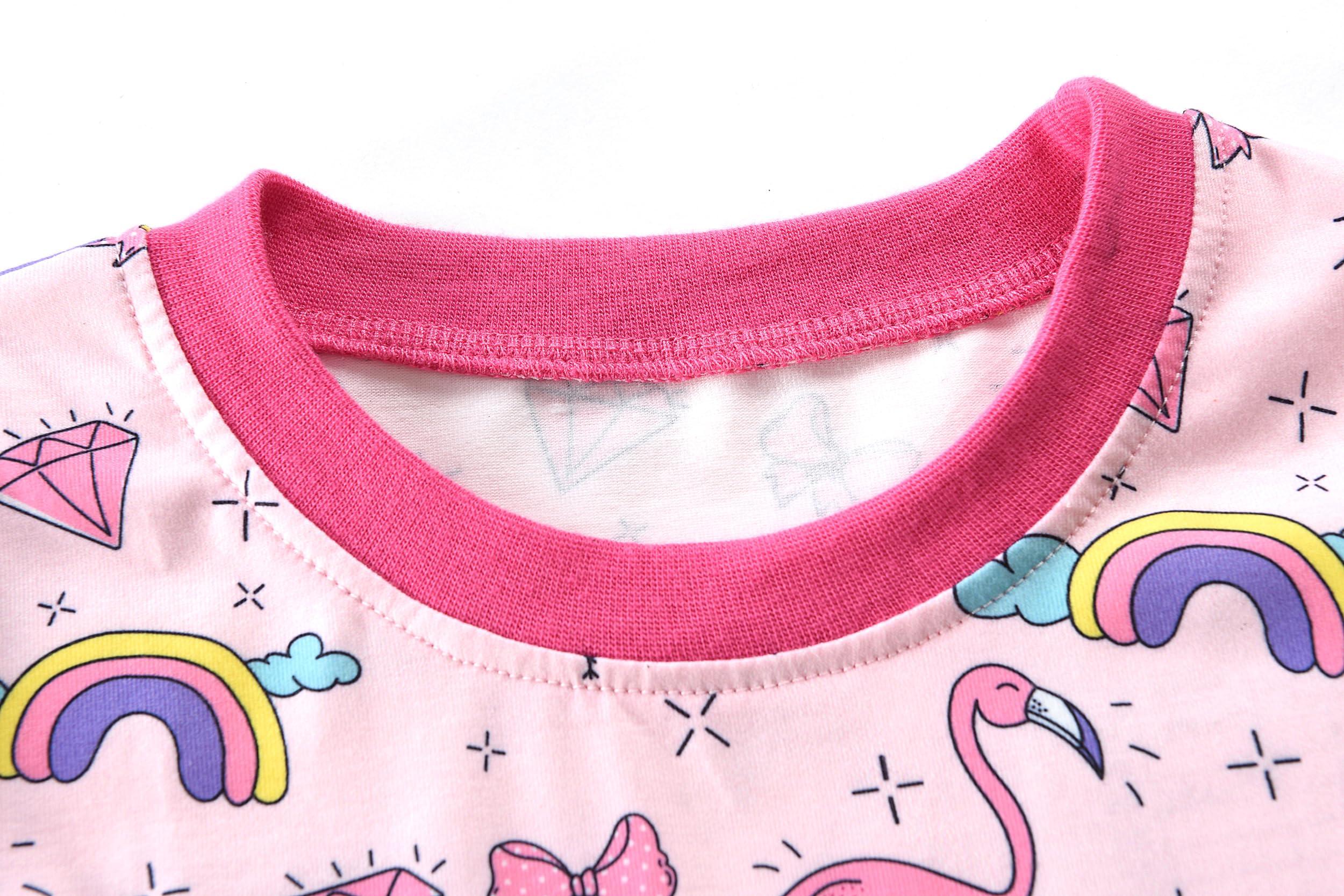 Little Hand Toddler Girls Pajama Cute Dinosaur Pjs Strawbeery Jammies Kids Kitty Cat 2 Piece Flamingo Sleepwear Sets Age 2-7 - Image 5