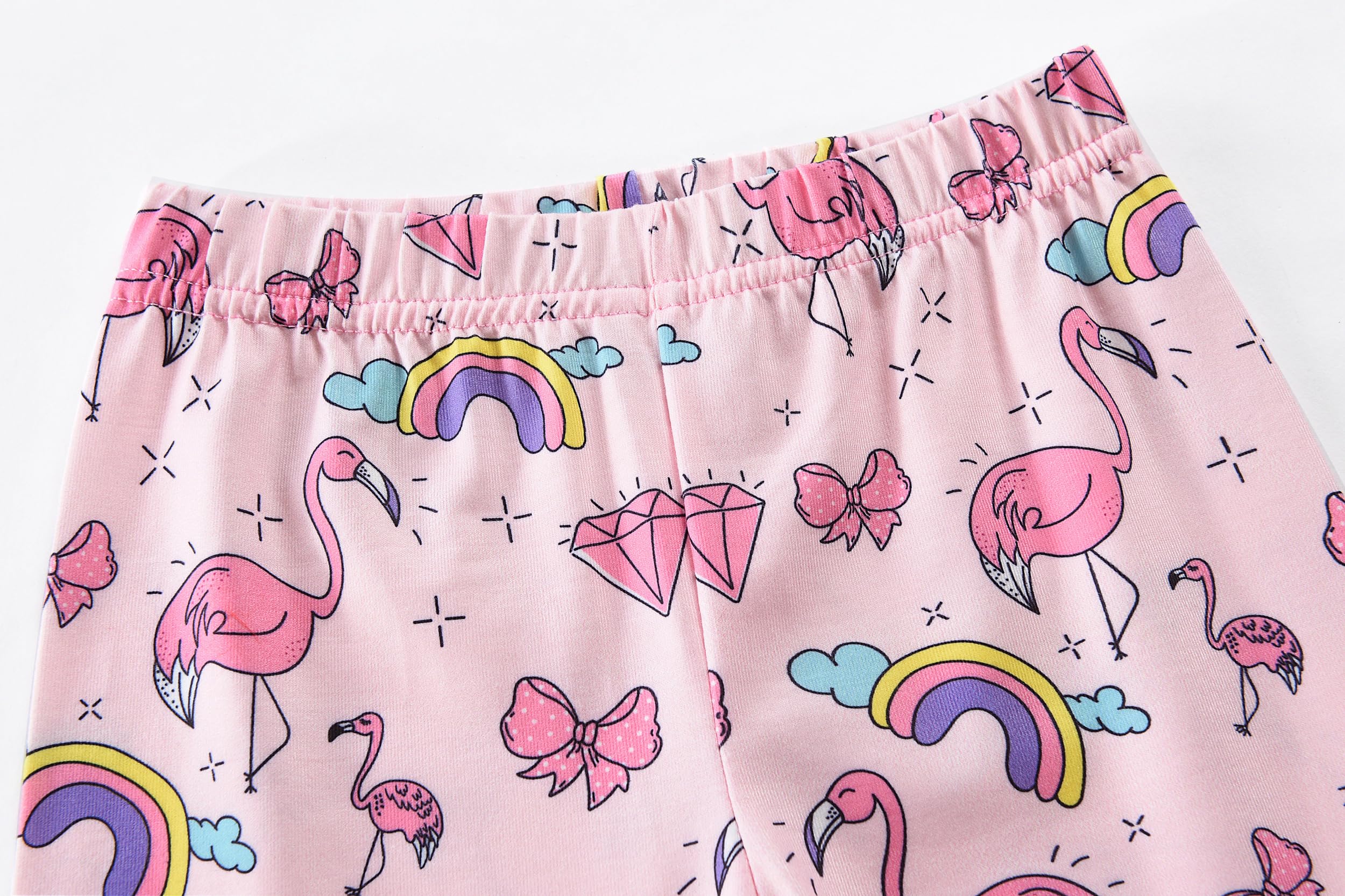 Little Hand Toddler Girls Pajama Cute Dinosaur Pjs Strawbeery Jammies Kids Kitty Cat 2 Piece Flamingo Sleepwear Sets Age 2-7 - Image 6