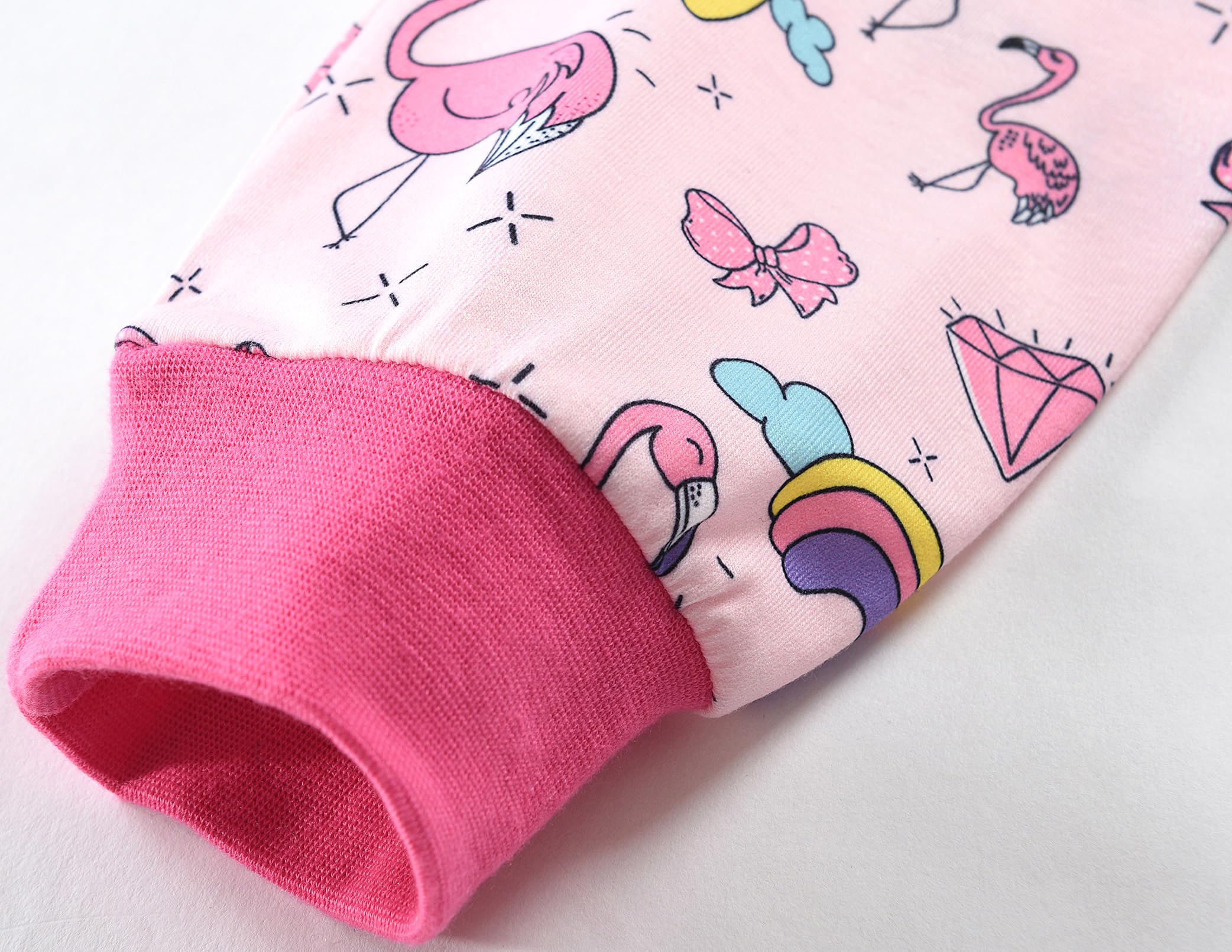 Little Hand Toddler Girls Pajama Cute Dinosaur Pjs Strawbeery Jammies Kids Kitty Cat 2 Piece Flamingo Sleepwear Sets Age 2-7 - Image 7