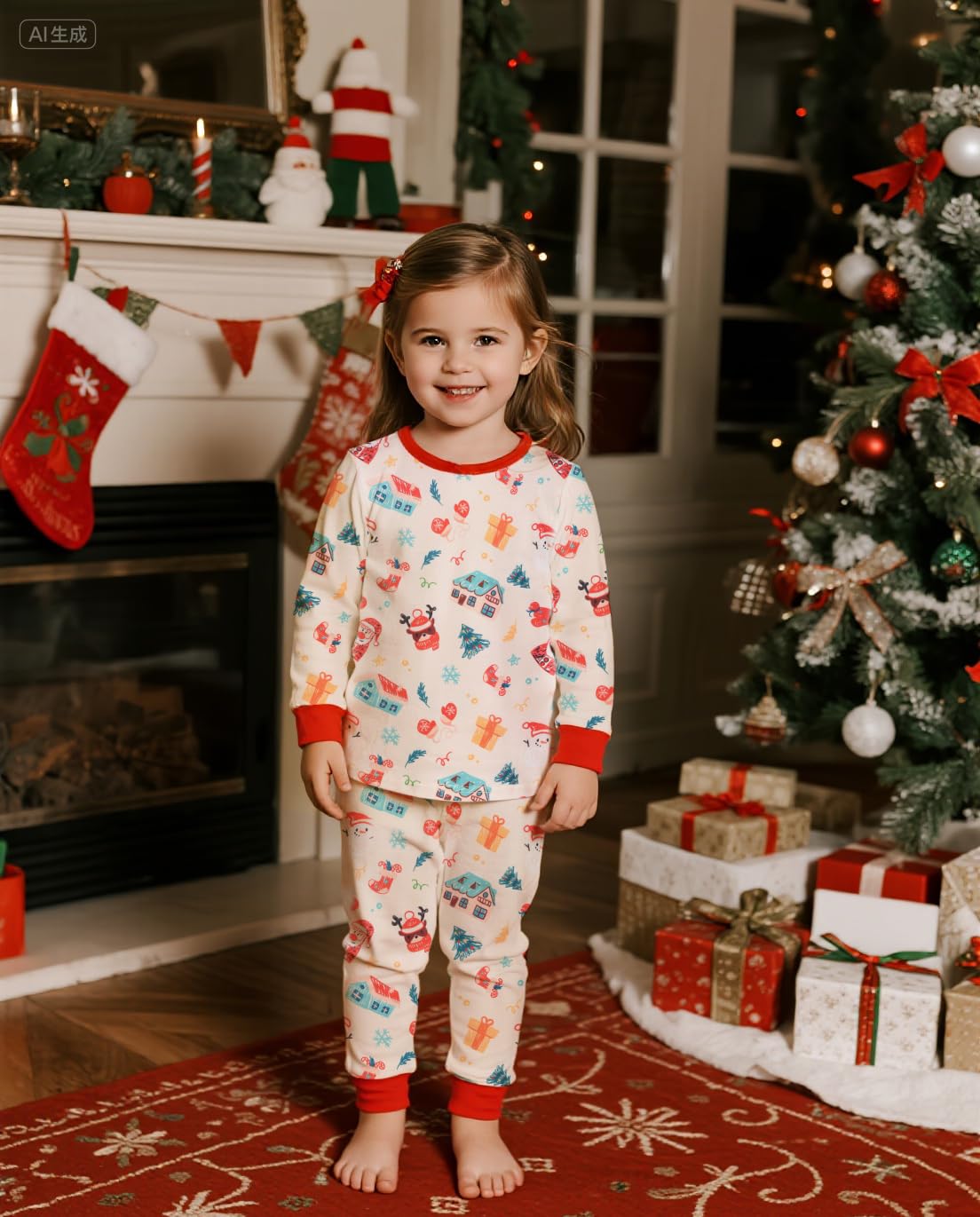 Little Hand Toddler Girls Pajama Cute Dinosaur Pjs Strawbeery Jammies Kids Kitty Cat 2 Piece Flamingo Sleepwear Sets Age 2-7 - Image 3